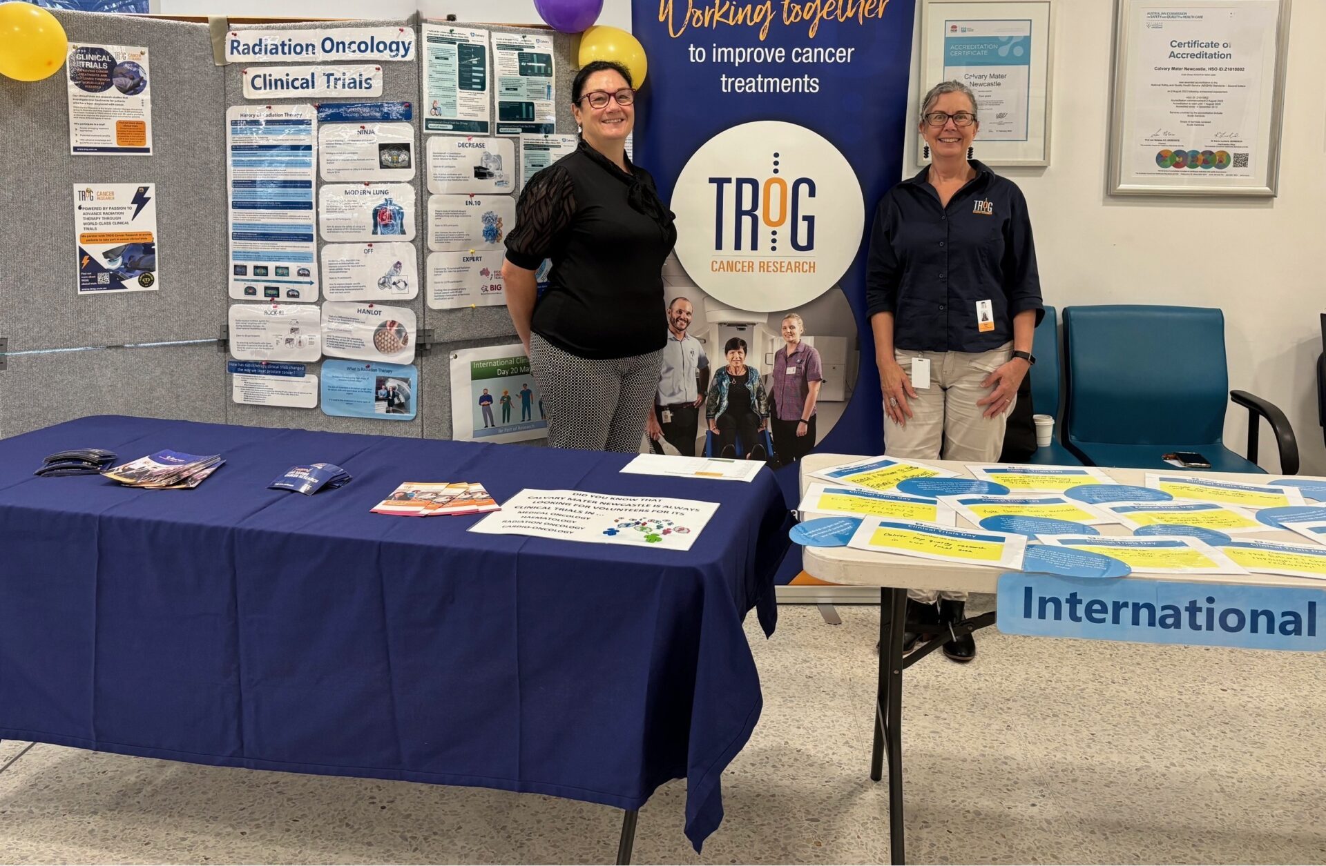 Clinical Trials Day 2025 stand at Calvary Mater Newcastle